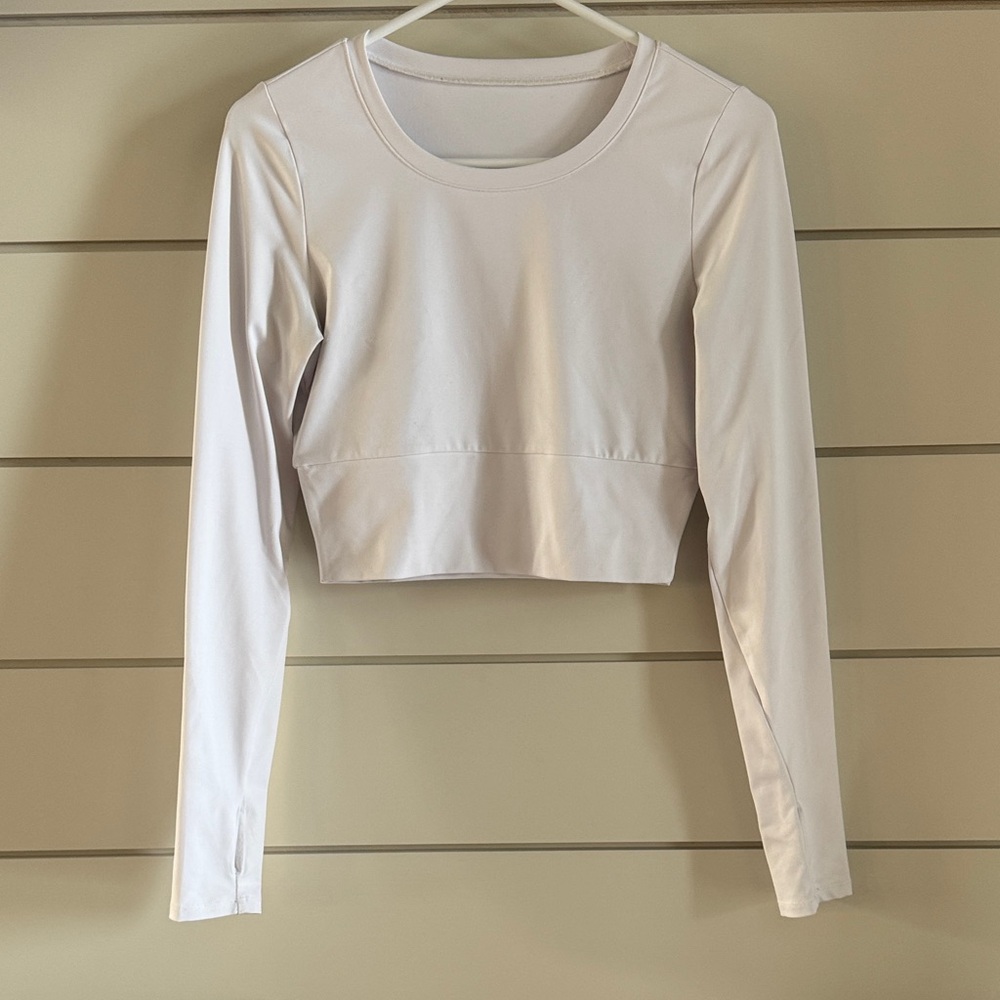 Moi White Long Sleeve Crop Top